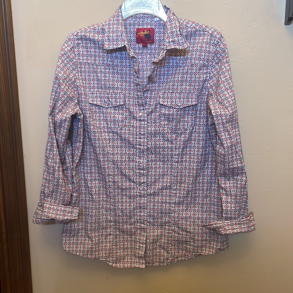 Rodeo PearlSnap Button Down Top! Size Medium